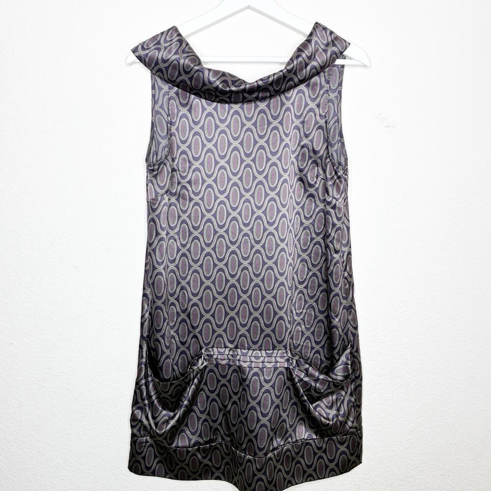To the Max Cowl Neck Sleeveless V-Back Purple Pocketed Shift Dress S